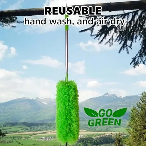 Cobweb Duster with Extension Pole, Bafezoze Ceiling Fan Duster with Long Handle, Spider Web Brush Flat Duster for Under Appliances High Ceilings Outdoor - 6