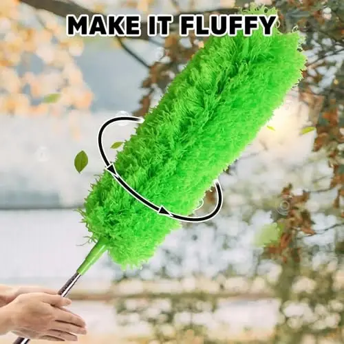 Cobweb Duster with Extension Pole, Bafezoze Ceiling Fan Duster with Long Handle, Spider Web Brush Flat Duster for Under Appliances High Ceilings Outdoor - 14
