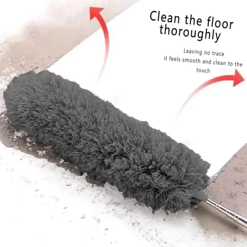 Yuibthr Cobweb Duster with Extension Pole, Bendable Microfiber Head Washable w 15-100 Inch Long Handle Dusters for Cleaning Ceiling Fan, Blinds, Furniture & Cars, Gray - 5