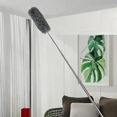Yuibthr Cobweb Duster with Extension Pole, Bendable Microfiber Head Washable w 15-100 Inch Long Handle Dusters for Cleaning Ceiling Fan, Blinds, Furniture & Cars, Gray - 6