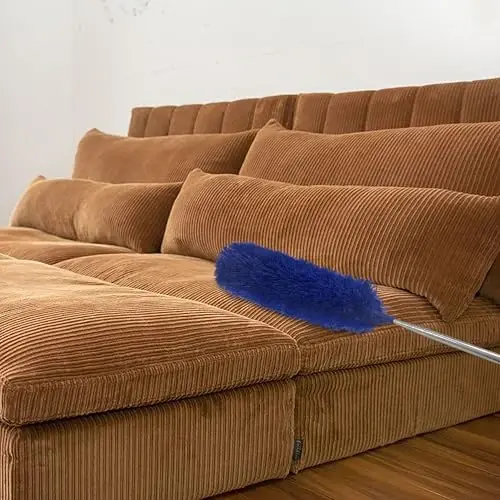 Yuibthr Cobweb Duster with Extension Pole, Bendable Microfiber Head Washable w 15-100 Inch Long Handle Dusters for Cleaning Ceiling Fan, Blinds, Furniture & Cars, Blue - 3