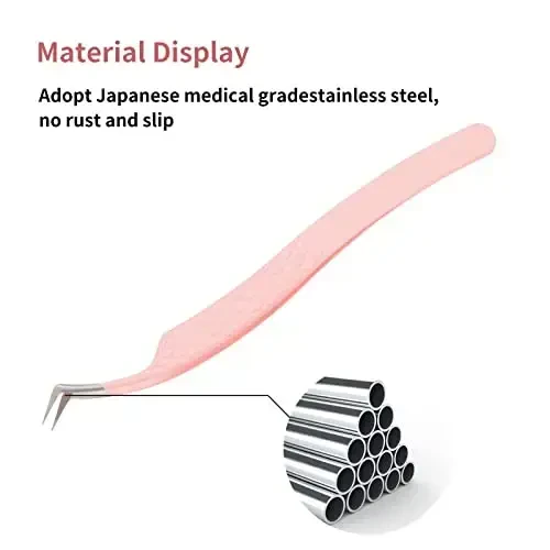 Eyelash Tweezers for Extensions Fiber Tip Lash Tweezers Professional Lash Extension Tweezers for Volume Fans &isolation & Pick up Single Lashes Volume Lash Tweezers Pink - 4