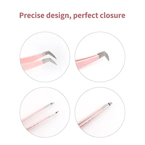 Eyelash Tweezers for Extensions Fiber Tip Lash Tweezers Professional Lash Extension Tweezers for Volume Fans &isolation & Pick up Single Lashes Volume Lash Tweezers Pink - 7