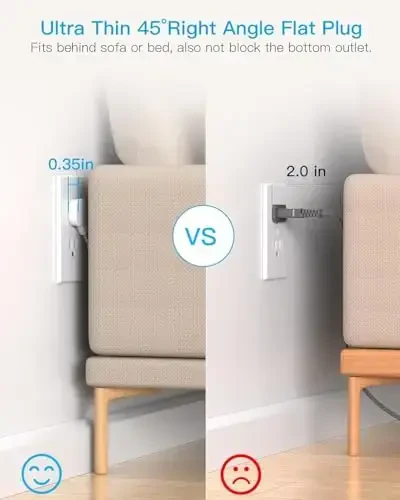 Uzatma kabeli 15 fut, HANYCONY 1080J Surge Protector quvvat tasmasi uzun kabeli 8 AC rozetkasi va 4 USB porti (2 USB-C), devorga o'rnatish, uy ofisi kolleji yotoqxonalari uchun stol zaryadlash stantsiyasi - 5