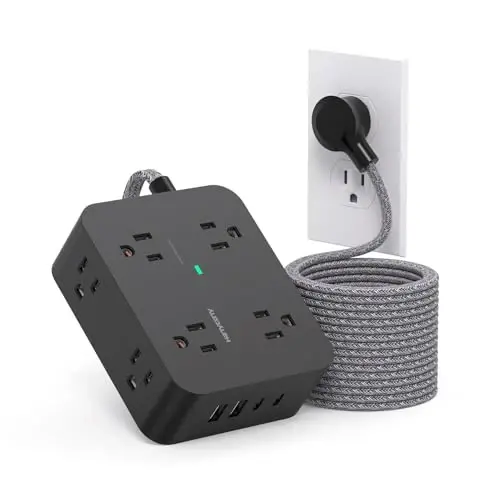 Extension Cord 25 Ft, HANYCONY Surge Protector Power Strip with 8 Outlets 4 USB Ports(2 USB C), Long Cord, Wall Mount, Desk USB Charging Station for Home Office College Dorm Room Essentials - 1