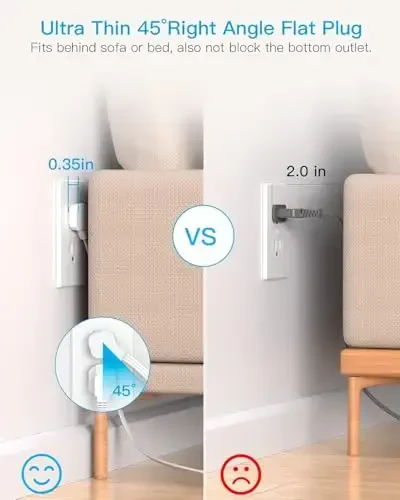 Uzatma simi 25 Ft, 4 USB portli tok urish (2 USB C), HANYCONY 1080J kuchlanishdan himoya, 8 chiqishli uzaytirgich stol zaryadlash stantsiyasi uy ofis yotoqxona xonalari uchun zarur - 4