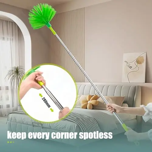 Uzatma ustuni bo'lgan mikrofiber pat tozalagich, yuqori shiftli fan, o'rgimchak to'ri, panjur, klaviatura, mebel va avtomobillarni tozalash uchun egiluvchan qayta ishlatiladigan yuviladigan tozalagichlar, saqlash sumkasi bilan tozalagich to'plami (11 dona) - 4