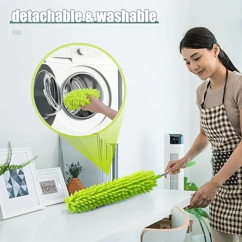 Uzatma ustuni bo'lgan mikrofiber pat tozalagich, yuqori shiftli fan, o'rgimchak to'ri, panjur, klaviatura, mebel va avtomobillarni tozalash uchun egiluvchan qayta ishlatiladigan yuviladigan tozalagichlar, saqlash sumkasi bilan tozalagich to'plami (11 dona) - 5