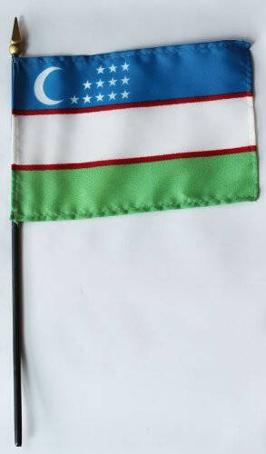 Uzbekistan - 4 in x 6 in World Stick Flag - 1