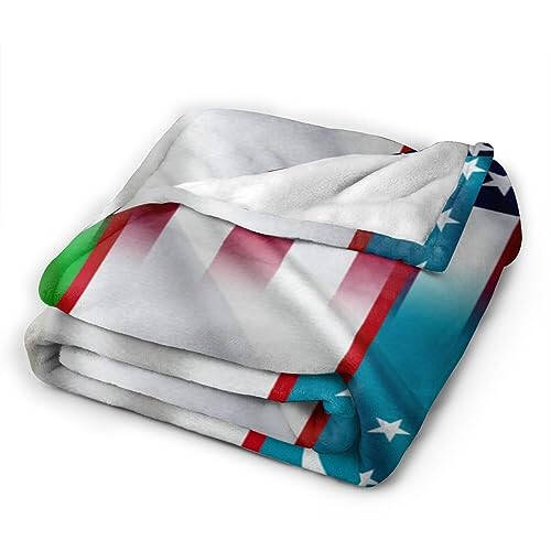 Uzbekistan America Flag Throw Blanket 50X40in Warm Super Soft Flannel Blankets for Bed Sofa Great Gift - 3