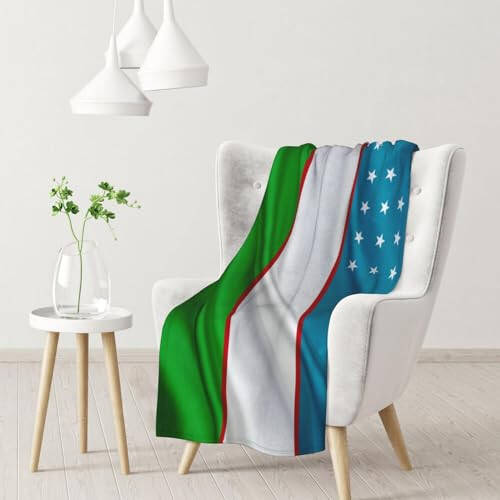 Uzbekistan Flag 30x40 Super Soft Flannel Blanket Throw for Bed Sofa Great Gift Fall Winter - 1