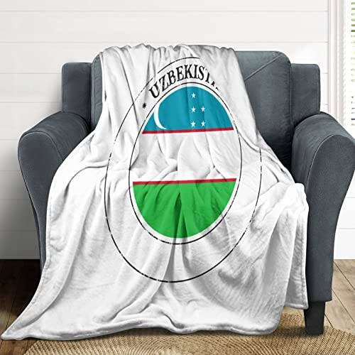 Uzbekistan Flag Throw Blanket, Patriotic Country Flag Blankets, Uzbekistan Soft Warm Flannel Blanket for Sofa Chair Living Room Office Travel, 30