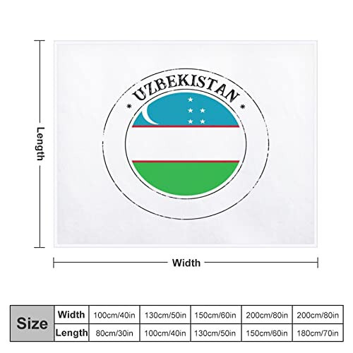 Uzbekistan Flag Throw Blanket, Patriotic Country Flag Blankets, Uzbekistan Soft Warm Flannel Blanket for Sofa Chair Living Room Office Travel, 30