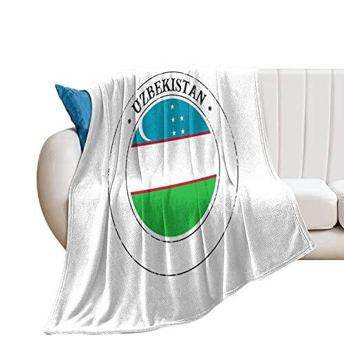 Uzbekistan Flag Throw Blanket, Patriotic Country Flag Blankets, Uzbekistan Soft Warm Flannel Blanket for Sofa Chair Living Room Office Travel, 30