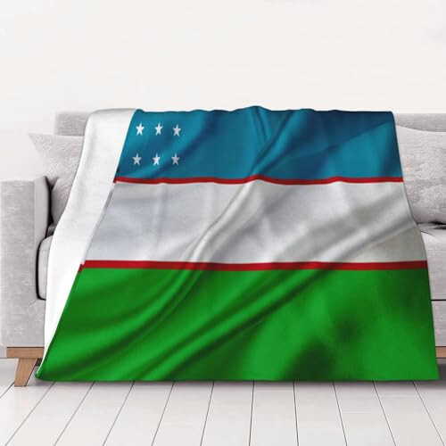 Uzbekistan Flag Warm Blanket Soft 50x40in for Bed Sofa Men Women - 1