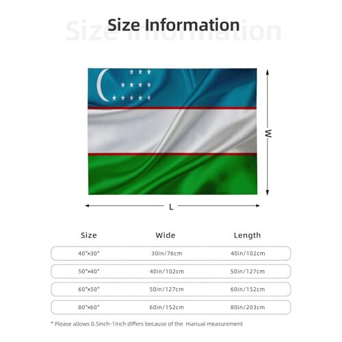 Uzbekistan Flag Warm Blanket Soft 50x40in for Bed Sofa Men Women - 7