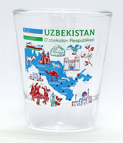 Uzbekistan Landmarks and Icons Collage Shot Glass - 1