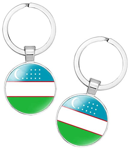 Uzbekistan National Flag Keychain Keyring Gift Men Women Keychain Stainless Steel and Inlaid Glass Materials - 4