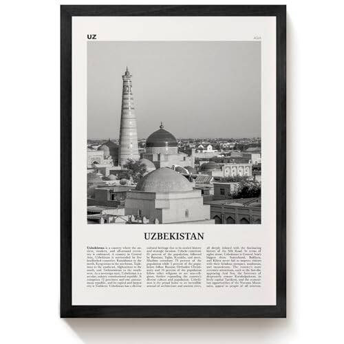 Uzbekistan Print Black And White, Uzbekistan Wall Art, Uzbekistan Poster, Uzbekistan Photo Canvas Art Poster And Wall Art Picture Print Modern Family Bedroom Decor Posters 16x24inch(40x60cm) - 2