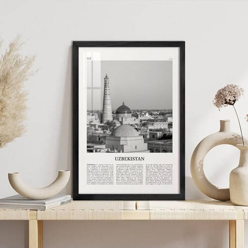 Uzbekistan Print Black And White, Uzbekistan Wall Art, Uzbekistan Poster, Uzbekistan Photo Canvas Art Poster And Wall Art Picture Print Modern Family Bedroom Decor Posters 16x24inch(40x60cm) - 3