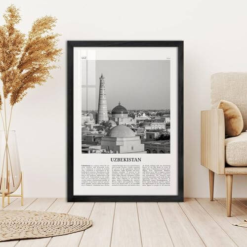 Uzbekistan Print Black And White, Uzbekistan Wall Art, Uzbekistan Poster, Uzbekistan Photo Canvas Art Poster And Wall Art Picture Print Modern Family Bedroom Decor Posters 16x24inch(40x60cm) - 4