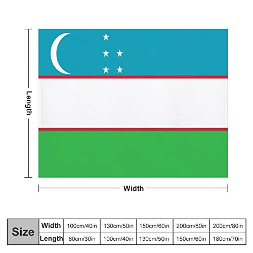 Uzbekistan Throw Blanket, Uzbekistan Flag Blanket Warm Soft Lightweight Flannel Fleece Blanket for Living Room Bedroom Sofa Couch, 30