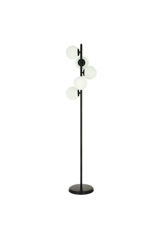 Uzel 5Li Siyah Modern Tasarım Metal Lambader - SİYAH - 3