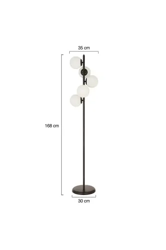 Uzel 5Li Siyah Modern Tasarım Metal Lambader - SİYAH - 5