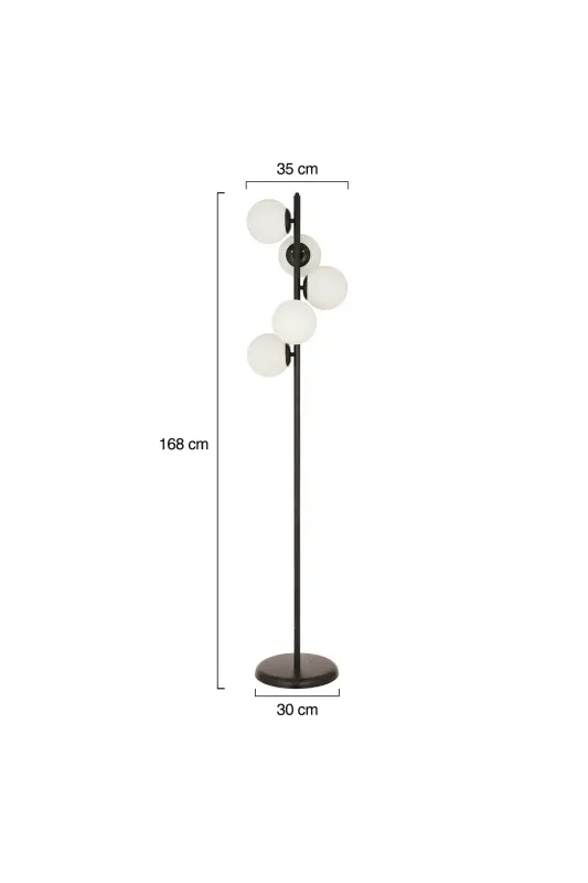 Uzel 5Li Siyah Modern Tasarım Metal Lambader - SİYAH - 5