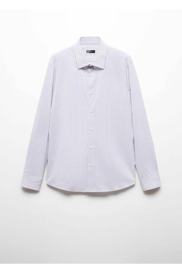 Узкая полосатая рубашка из эластичной ткани - 3