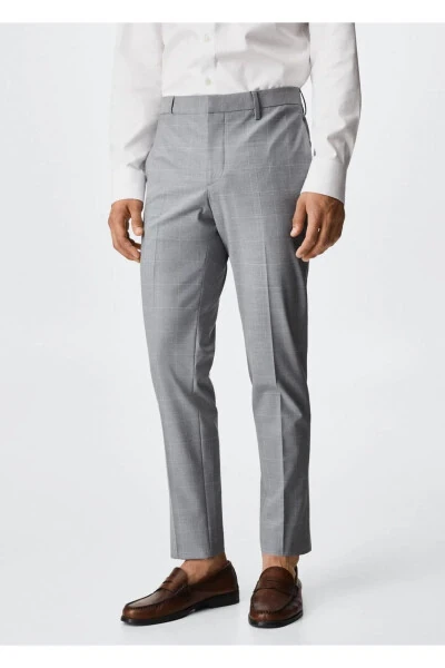 Узкие клетчатые костюмные брюки - MANGO MAN