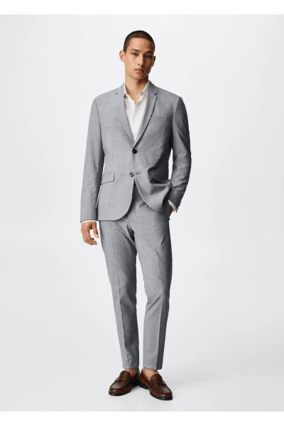 Узкие клетчатые костюмные брюки - MANGO MAN (1)