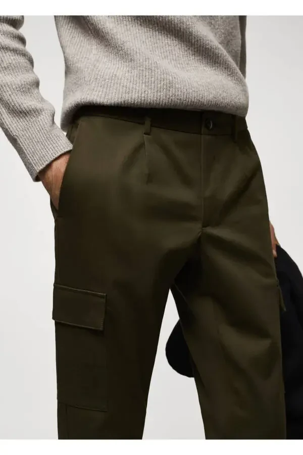 Узкие хлопковые грузовые брюки - 5