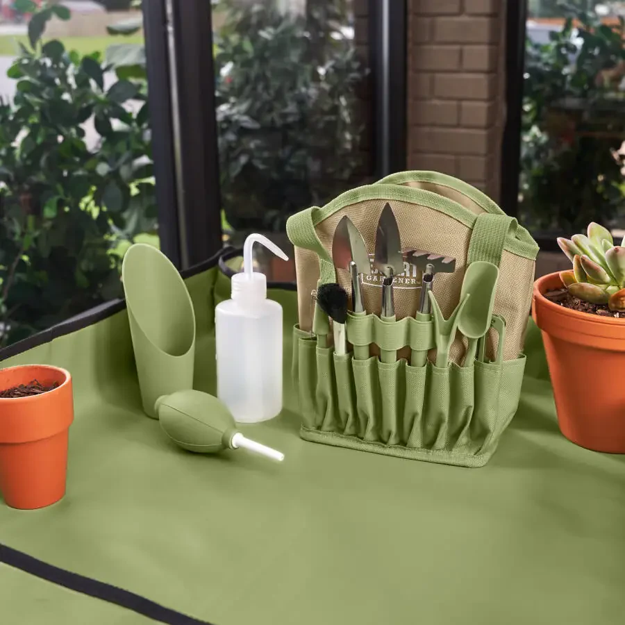 Expert Gardener Indoor Gardening Stainless Steel Tool Set, 14 Pieces, Green - 5