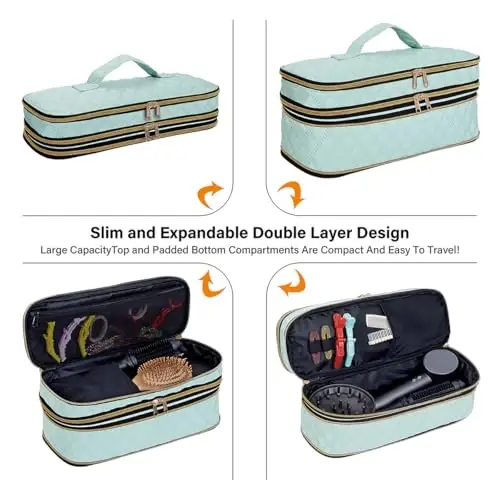UZOL Hair Dryer Travel Carrying Case, Curling Iron Storage Bag, Slim Expandable Handheld Dual-Layer Travel Storage Bag for Dryer/Hair Tool Organizer/Style Organizer - 3