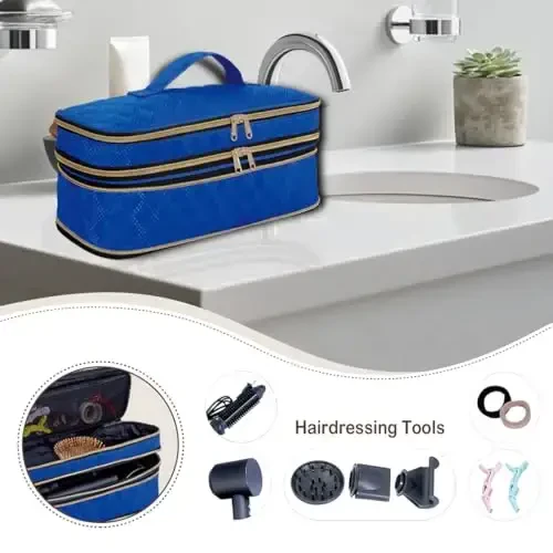 UZOL Hair Dryer Travel Carrying Case, Curling Iron Storage Bag, Slim Expandable Handheld Dual-Layer Travel Storage Bag for Dryer/Hair Tool Organizer/Style Organizer - 6