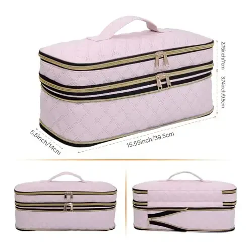 UZOL Сумка для переноски фена, сумка для хранения щипцов для завивки, тонкая расширяемая ручная двухслойная сумка для хранения фена/органайзера для инструментов для волос/органайзера для укладки - 2