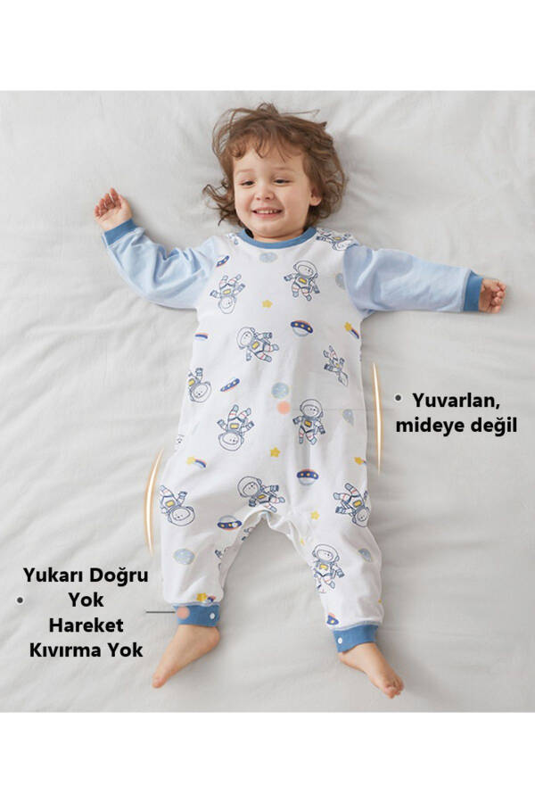 Uzoq yengli chaqaloq/bola jumpsuit-pijamasi-salopet, 100% organik paxta, to'rt fasl, 12-24 oy - 3