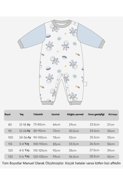 Uzoq yengli chaqaloq/bola jumpsuit-pijamasi-salopet, 100% organik paxta, to'rt fasl, 12-24 oy - 8