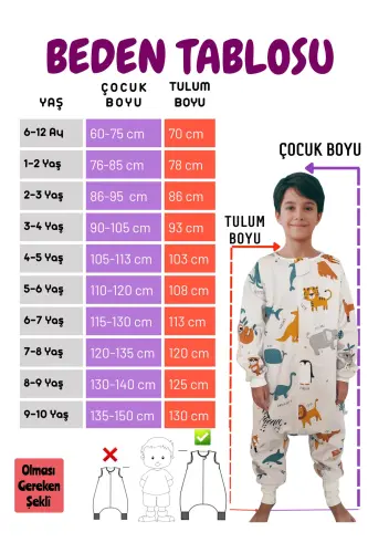 Uzoq yengli qishki chaqaloq qizlar uchun uyqu xalati 100% paxta maxsus dizayn 20-24° - 3