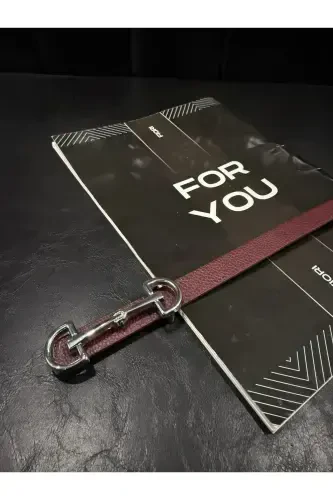 Uzun Altın Tokalı Ince Kadın Kemeri, Ceket Kemeri, Gömlek Kemeri, Elbise Kemeri-Bordo - 2