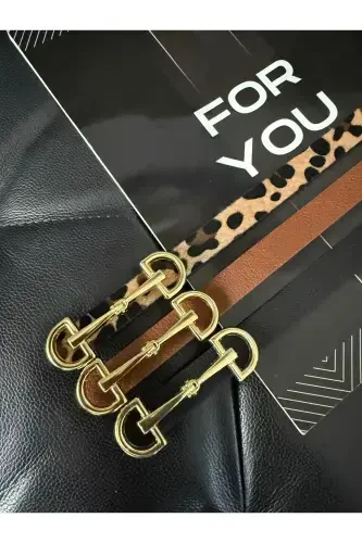 3’lü Uzun Altın Tokalı Ince Kadın Kemeri, Ceket Kemeri, Gömlek Kemeri, Elbise Kemeri-Siyah - 3