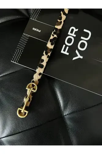 Uzun Altın Tokalı Ince Leopar Kadın Kemeri, Ceket Kemeri, Gömlek Kemeri, Elbise Kemeri-Leopar - 4