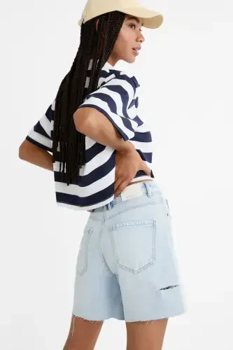 Uzun denim short-Oʻrta och koʻk denim - 3