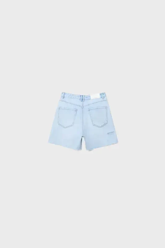 Uzun denim short-Oʻrta och koʻk denim - 6