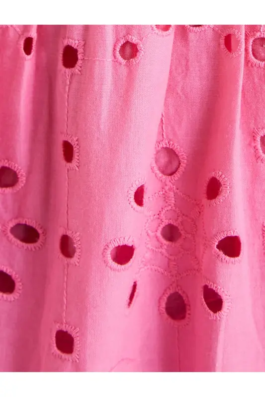 Uzun Fisto Ko'ylak Balon Yengli Chuqur Kesimli Yoqali Tugmali - 6