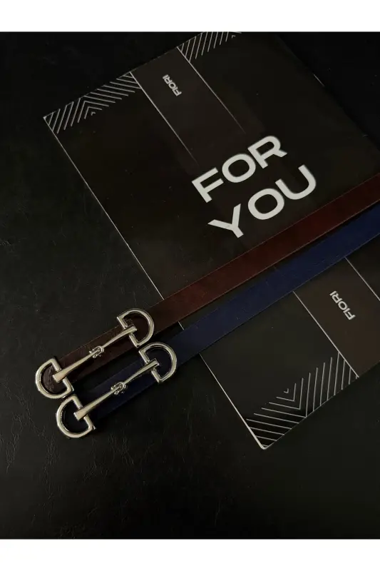 Uzun Gümüş Tokalı Ince Kadın Kemeri, Ceket Kemeri, Gömlek Kemeri, Elbise Kemeri-Bordo - 3