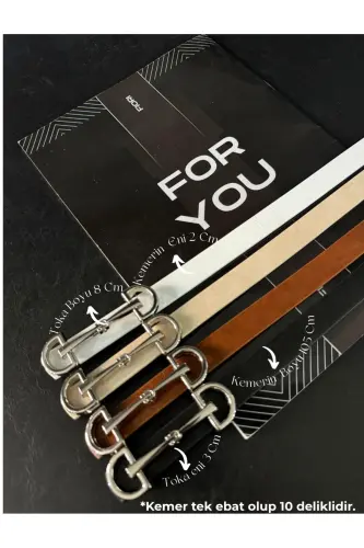 Uzun Gümüş Tokalı Ince Kadın Kemeri, Ceket Kemeri, Gömlek Kemeri, Elbise Kemeri-Karışık 