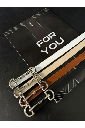 Uzun Gümüş Tokalı Ince Kadın Kemeri, Ceket Kemeri, Gömlek Kemeri, Elbise Kemeri-Karışık - 3