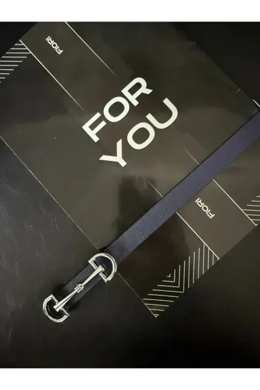 Uzun Gümüş Tokalı Ince Kadın Kemeri, Ceket Kemeri, Gömlek Kemeri, Elbise Kemeri-Lacivert - 4